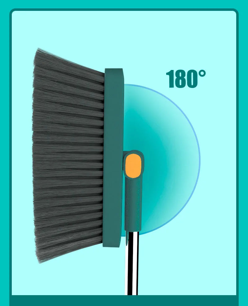 Stand up Broom and Dustpan for Home Use Foldable Long Handle 180 Degree Rotatable Broom Dustpan Combo Set