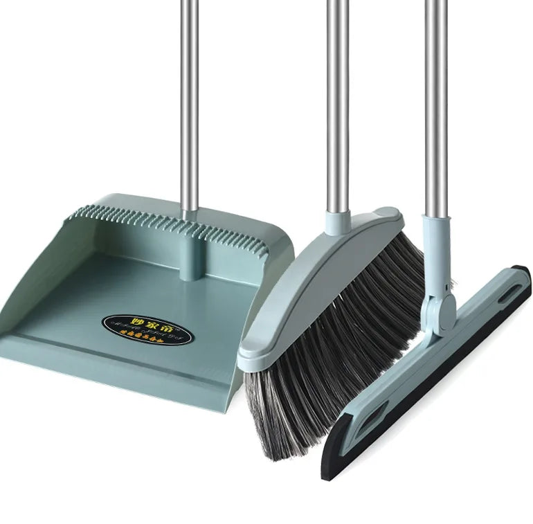Stand up Broom and Dustpan for Home Use Foldable Long Handle 180 Degree Rotatable Broom Dustpan Combo Set