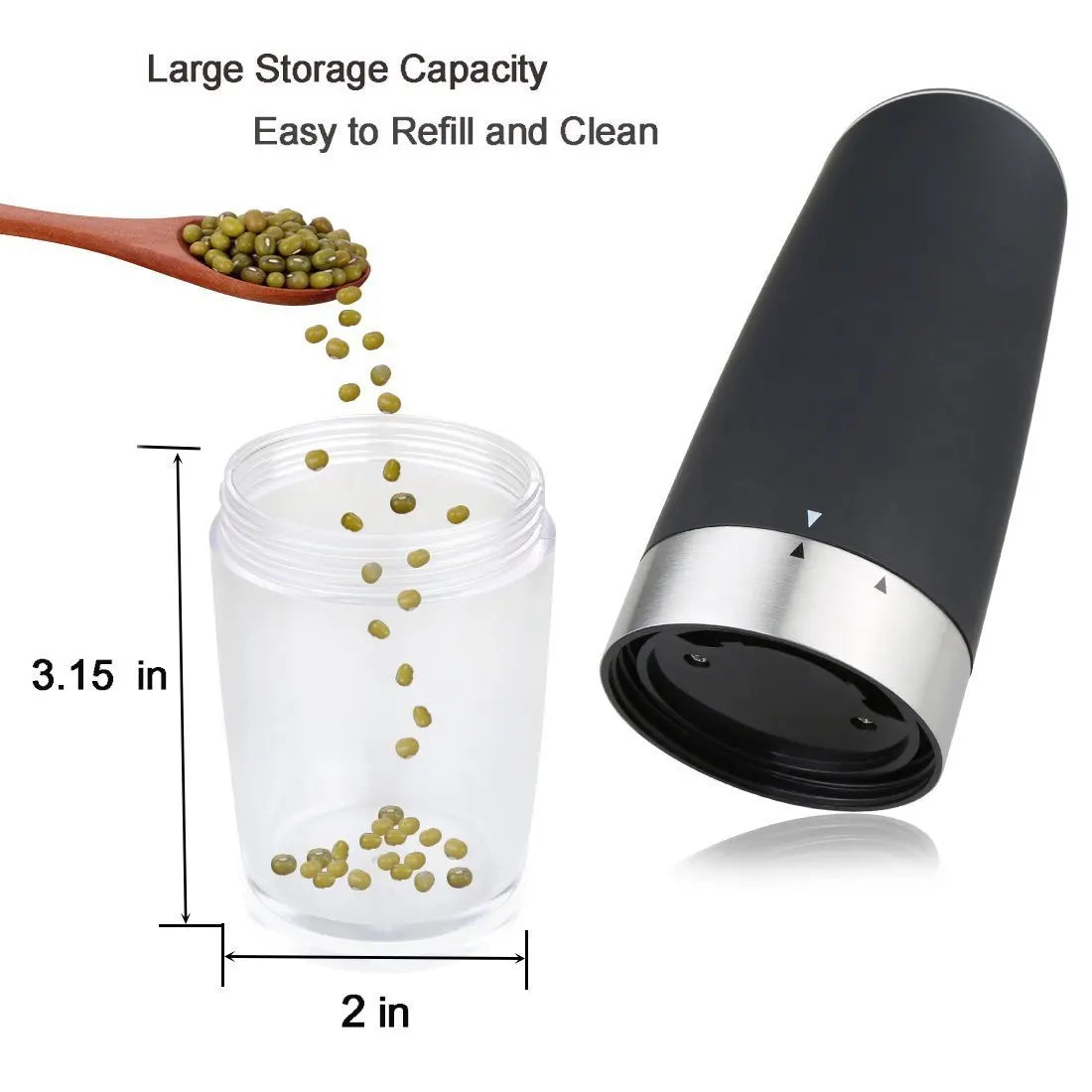 Electric Gravity Salt and Pepper Grinder Set Spice Jar Rechargeable Black Pepper Mill Grinder with Blue Light and Stand