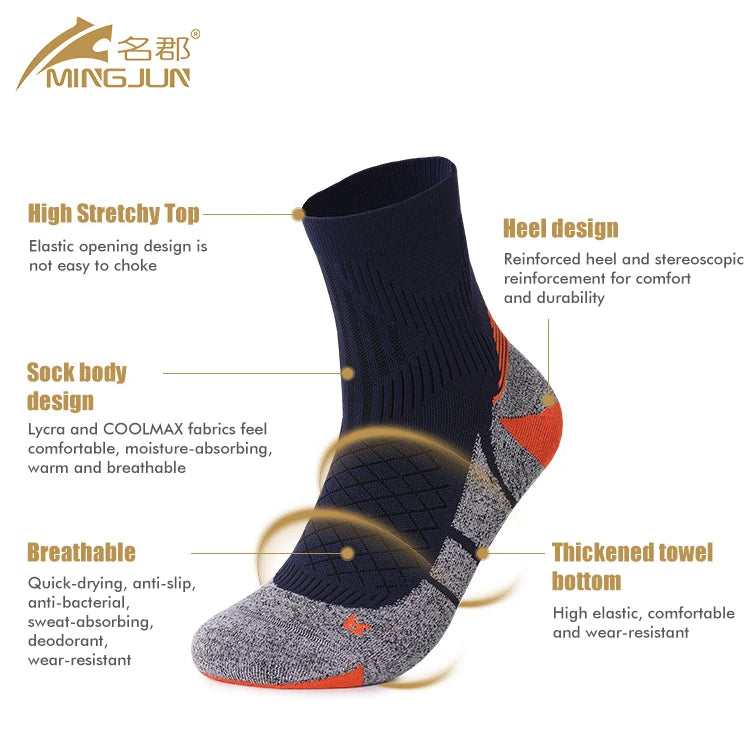 Wholesale Custom Logo Cycling Running Socks Sports Nylon Coolmax Crew Compression Quick Dry Running Socks