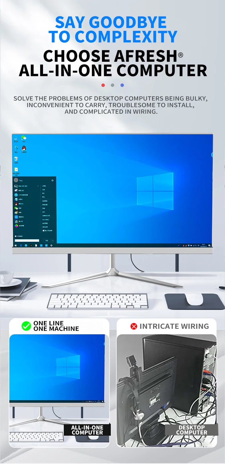 24"27''Inch Curved 8gb16gb32gb Ram 512 Gb Ssd Core I7 I5 I3 Processor All in One Desktop Computer All in One Pc for Supermarket
