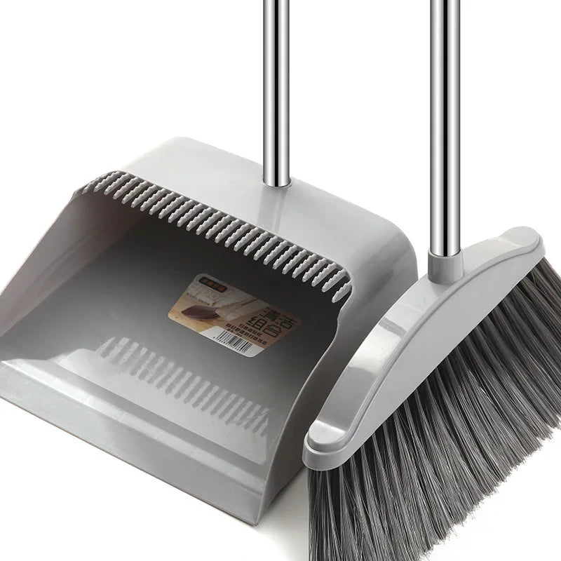 Stand up Broom and Dustpan for Home Use Foldable Long Handle 180 Degree Rotatable Broom Dustpan Combo Set