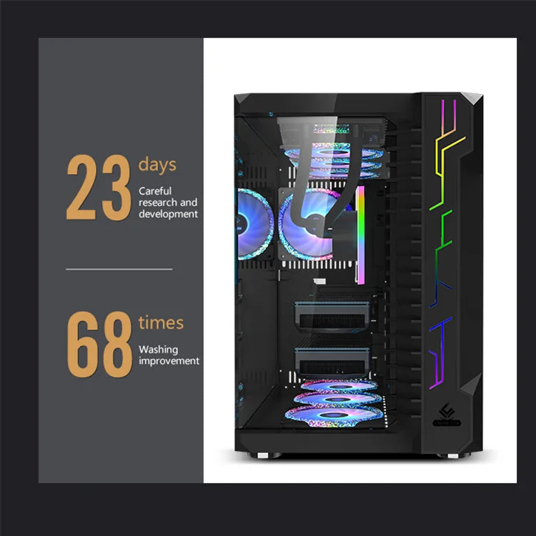 2022 ATX M-AXT RGB Fan LED Lights PC Gaming Computer Case Desktop