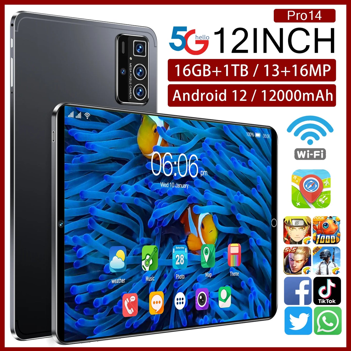 2025 Global 14 Pro Table PC Customized 16GB+1TB Android Tablet 12 inch Dual SIM Call Educational Android Table Pc