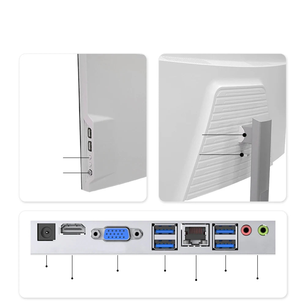 OEM All-in-One 24 27 Inch Computer Hot Selling A+ Screen AIO Desktop for Business Gaming Supports I3-I9 Optional SSD Hard Drive