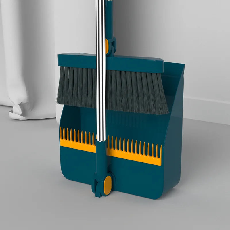 Stand up Broom and Dustpan for Home Use Foldable Long Handle 180 Degree Rotatable Broom Dustpan Combo Set