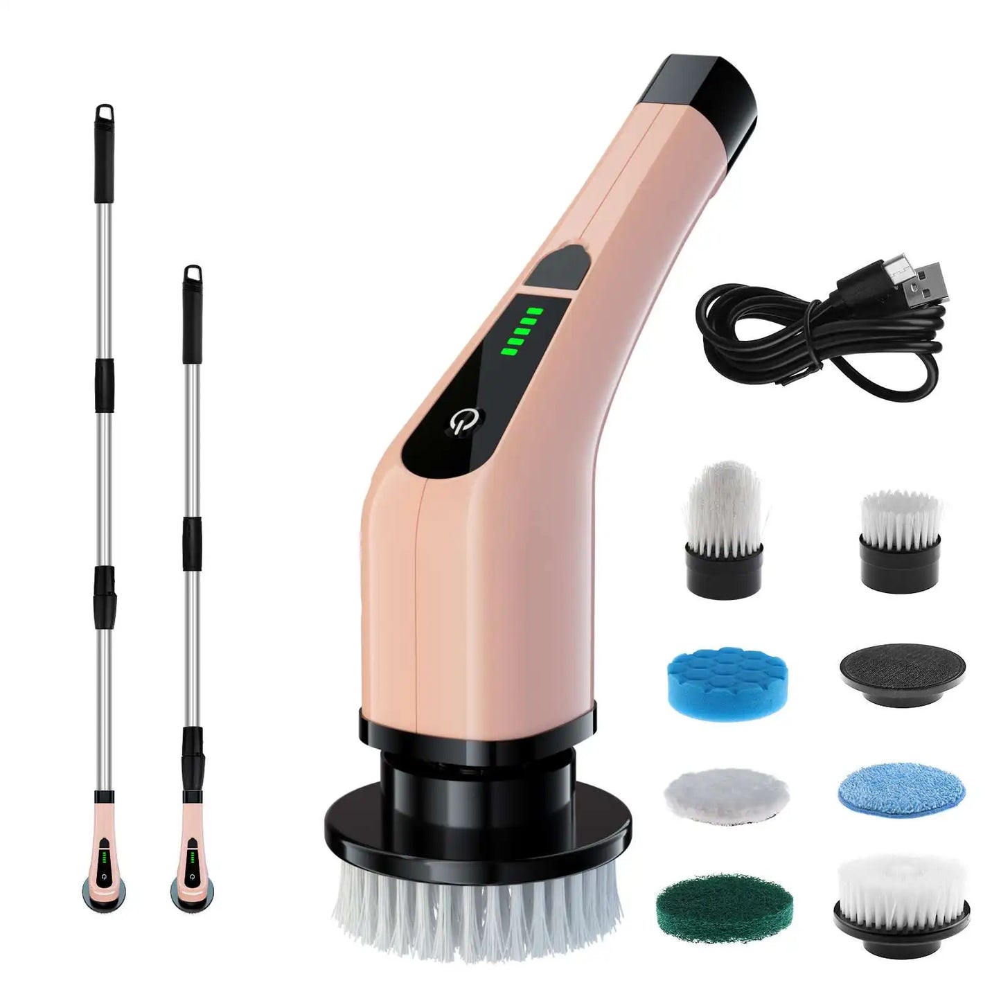 Electric Spin Scrubber, Electric Cleaning Brush for Bathroom 8 in 1 Replacement Brush Heads and Extension Handle