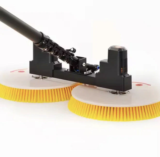 Double Head Automatic Solar Panel Cleaning Robot Kit Telescopic Brush Pole & Rotating PV Cleaning Equipment