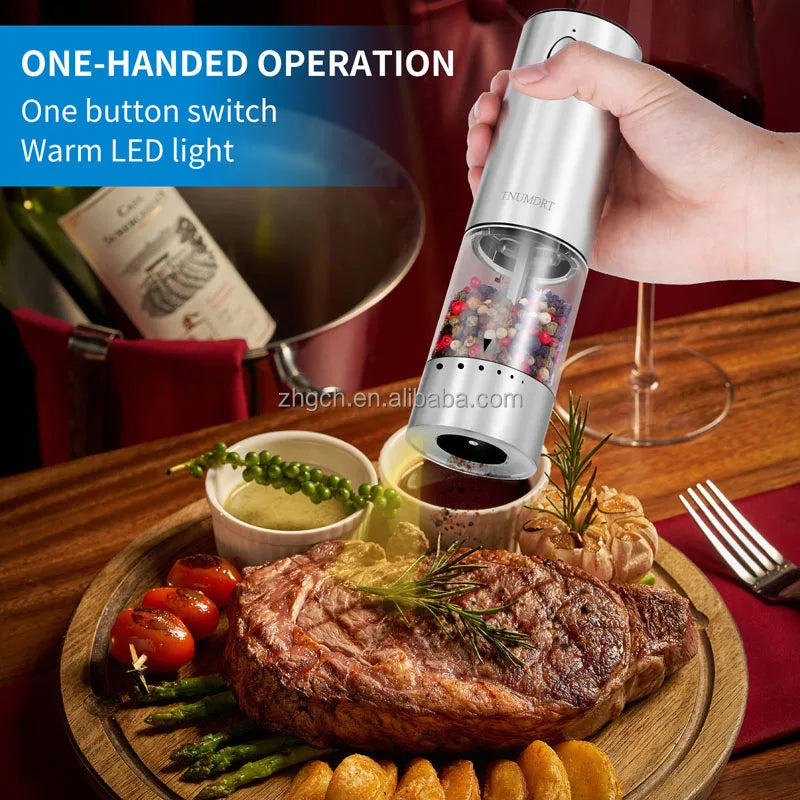 Electric Salt and Pepper Grinder Set, Rechargeable Automatic Salt and Pepper Mill  with 6 Adjustable Coarseness