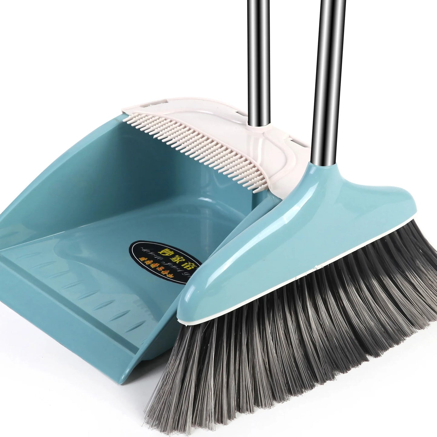 Stand up Broom and Dustpan for Home Use Foldable Long Handle 180 Degree Rotatable Broom Dustpan Combo Set