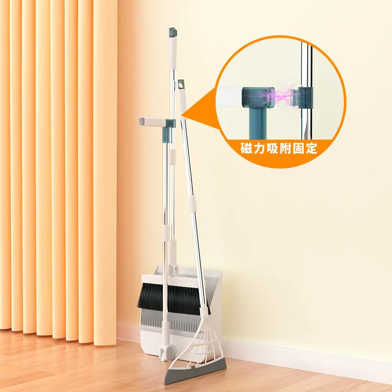 Stand up Broom and Dustpan for Home Use Foldable Long Handle 180 Degree Rotatable Broom Dustpan Combo Set