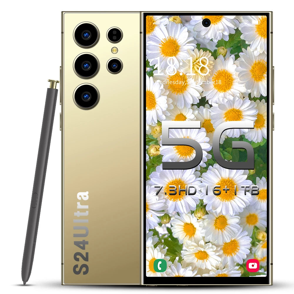 2025 NEW Original Unlocked Dual Card 5G Smart Phone HD 5G Cellphone Android 14 S24 Ultra 16GB + 1TGB Smartphone
