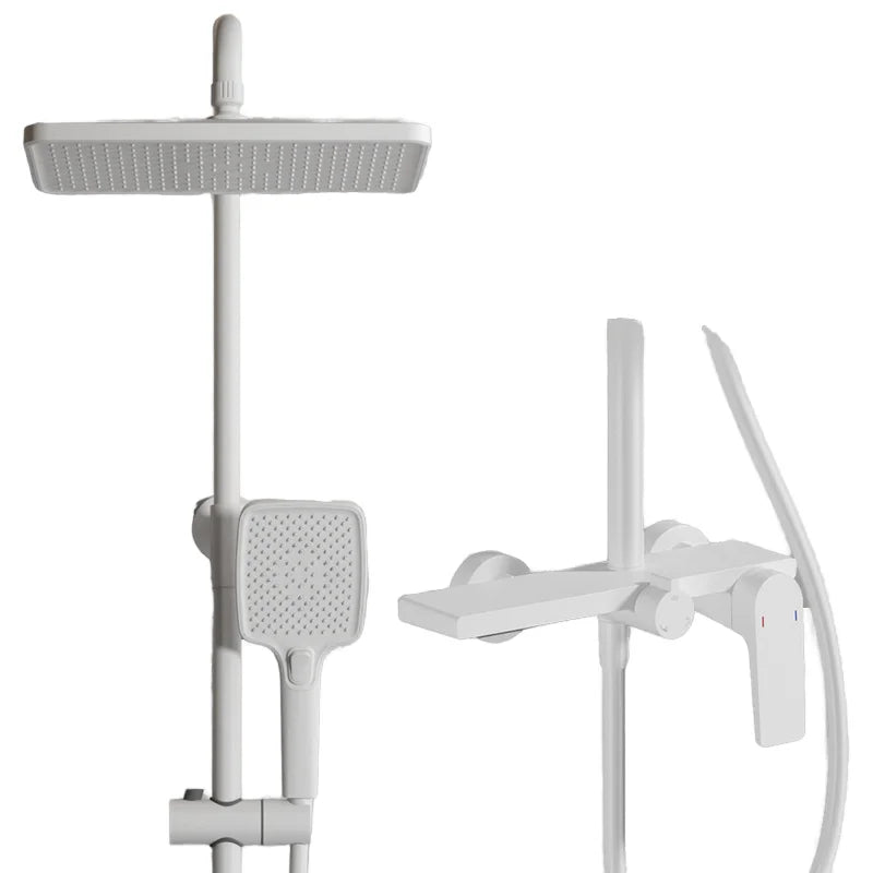 White High-End Quality 3-in-1 Rain Shower Head Thermostatic Set Dual Handle Soft Piano Key Design for Hot Cold Bathroom Products
