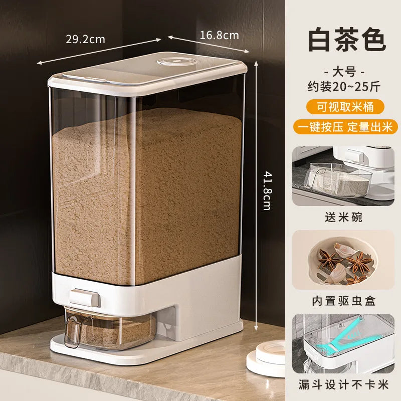 Large Capacity Press-Type Storage Box for Rice Flour Cereals Household Insect-Proof Moisture-Proof Food Grade Sealed Tank