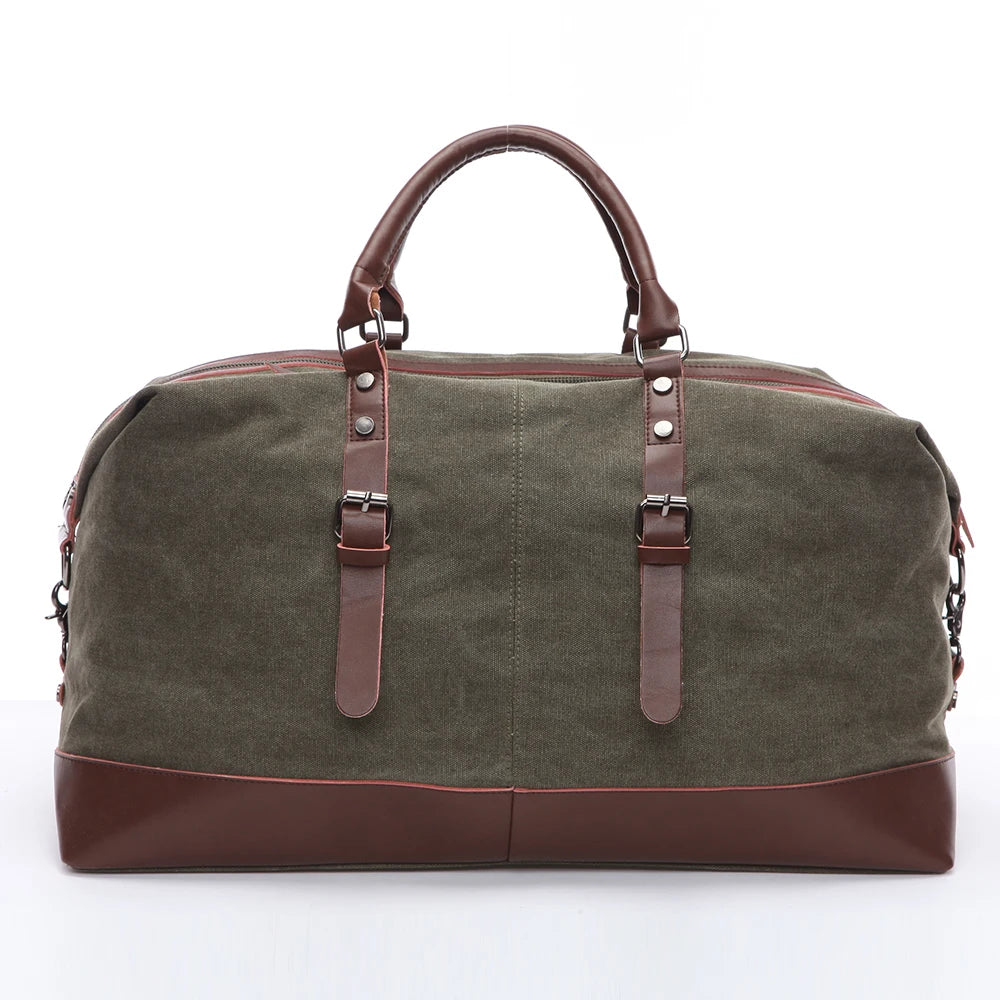 ZUOLUNDUO Large Canvas Weekender Duffle Bag with Shoe Compartment Gym Travel Fitness Sport Bag Gym Men