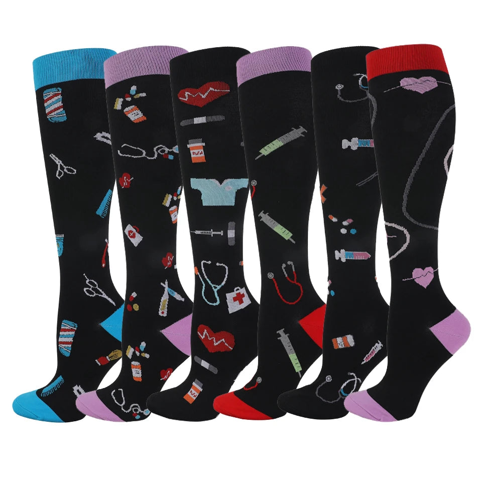 Wholesale 20-30mmhg Running Sport Socks Men Women Athletic Fun Stocking Knee High Nurse Compression Socks