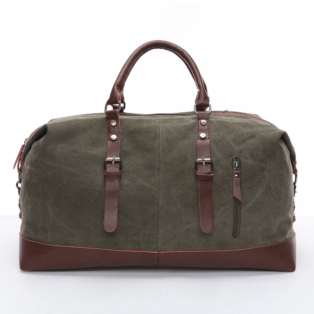 ZUOLUNDUO Large Canvas Weekender Duffle Bag with Shoe Compartment Gym Travel Fitness Sport Bag Gym Men