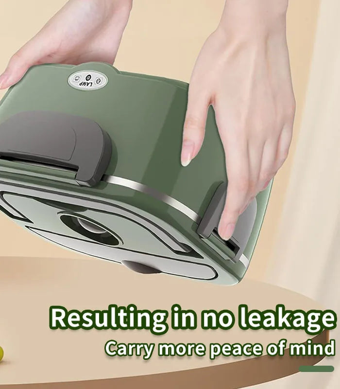 Portable Army Green Electric Lunch Box Stainless Steel Inner Pot Food-Grade PP Auto Feature for School Household Car Kids Dining