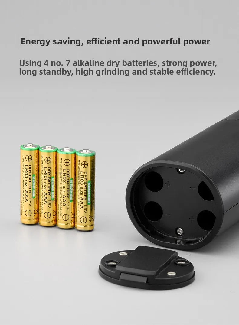 Fully Automatic Black Electric Pepper Grinder with Adjustable Coarseness Plastic Herb & Spice Seasoning Bottle
