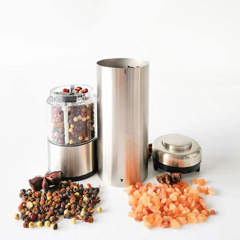 Stainless Steel Electric Salt and Pepper Mills Set with Acrylic Stand Pepper Mill Grinder Electric
