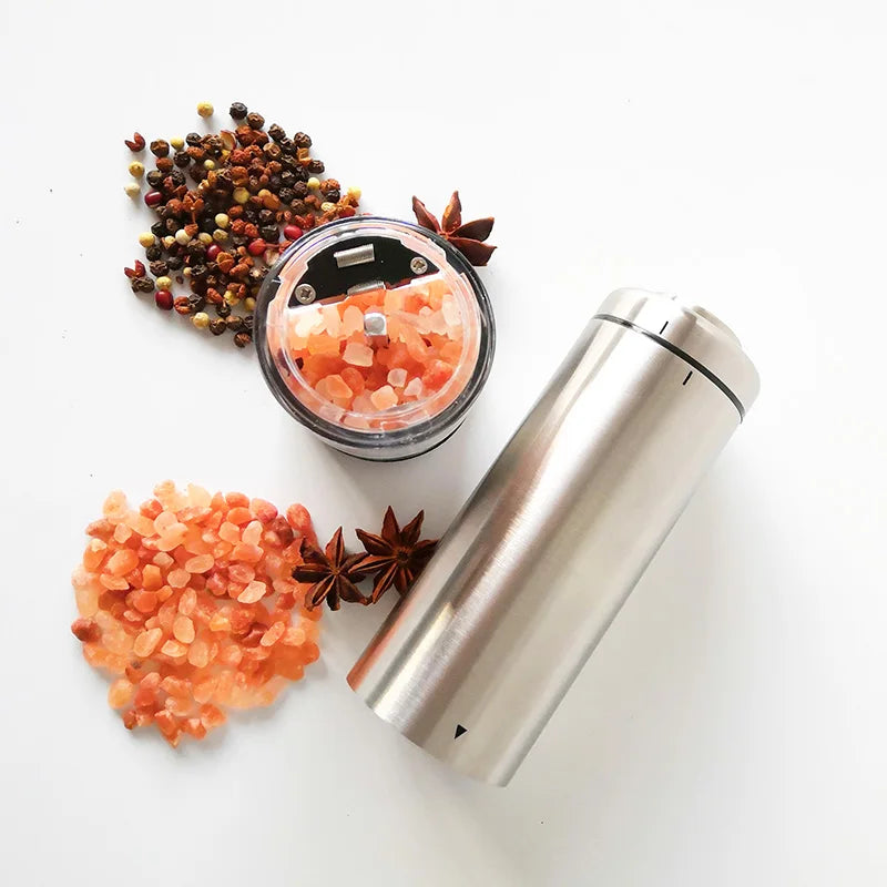 Stainless Steel Electric Salt and Pepper Mills Set with Acrylic Stand Pepper Mill Grinder Electric