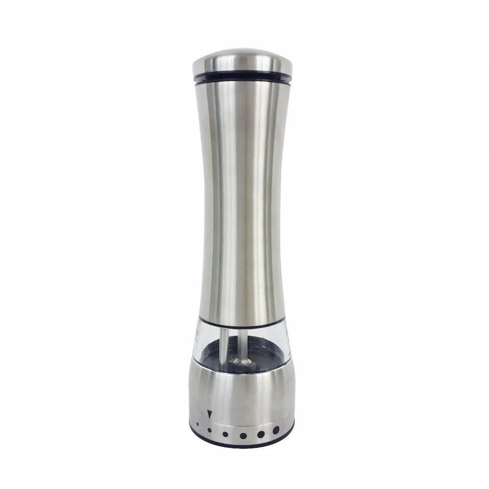 Premium Electric Salt Shaker Stainless Steel Pepper Mills Battery Operated Salt and Pepper Grinder Set for Kitchen