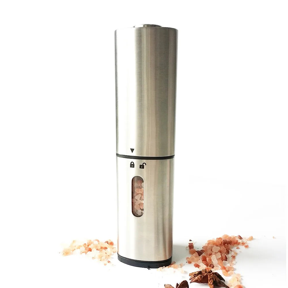 Stainless Steel Electric Salt and Pepper Mills Set with Acrylic Stand Pepper Mill Grinder Electric
