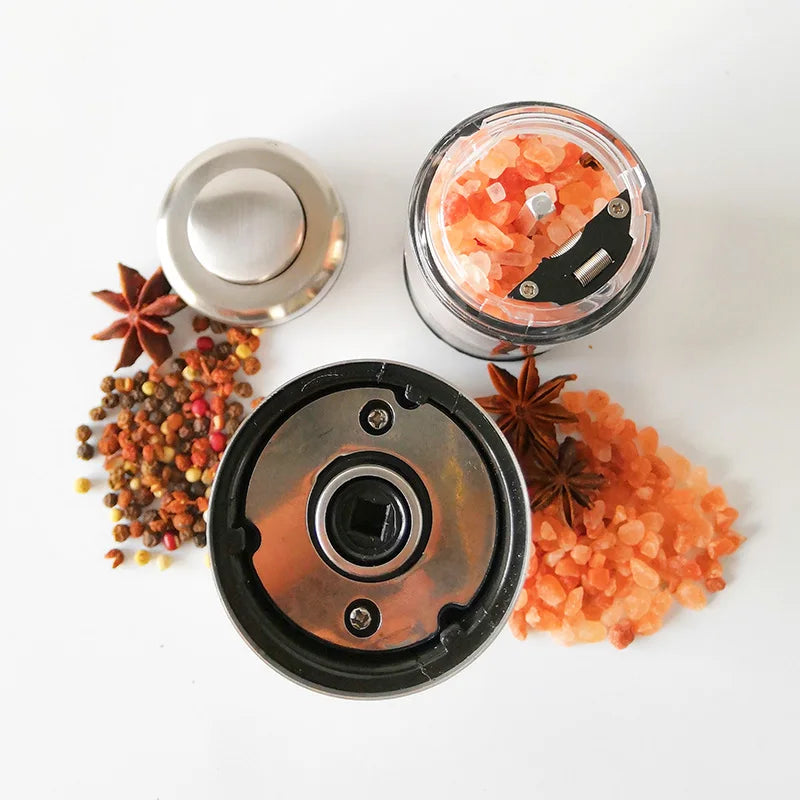 Stainless Steel Electric Salt and Pepper Mills Set with Acrylic Stand Pepper Mill Grinder Electric