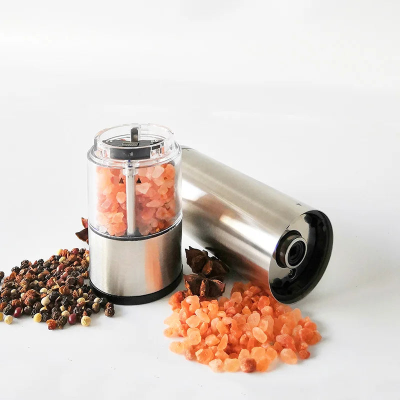 Stainless Steel Electric Salt and Pepper Mills Set with Acrylic Stand Pepper Mill Grinder Electric
