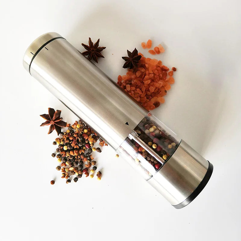 Stainless Steel Electric Salt and Pepper Mills Set with Acrylic Stand Pepper Mill Grinder Electric