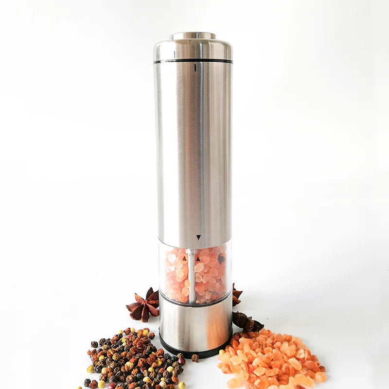 Stainless Steel Electric Salt and Pepper Mills Set with Acrylic Stand Pepper Mill Grinder Electric