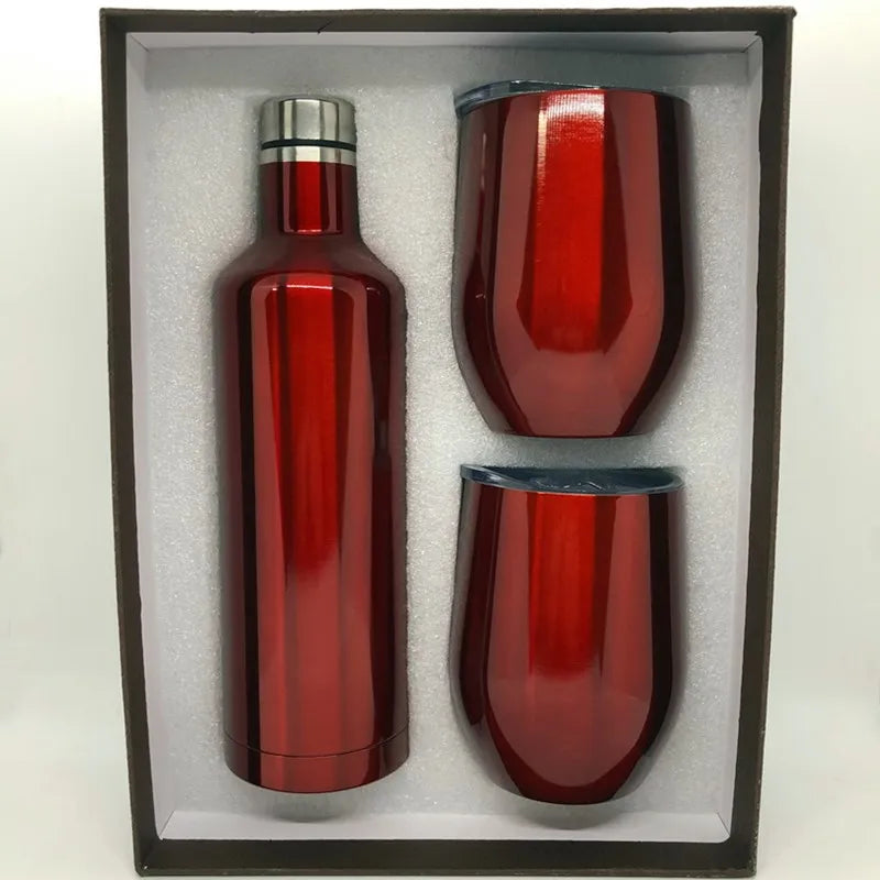 Wine Bottle Gift Box Set 304 Stainless Steel 12oz Eggshell Champagne Insulation Mug