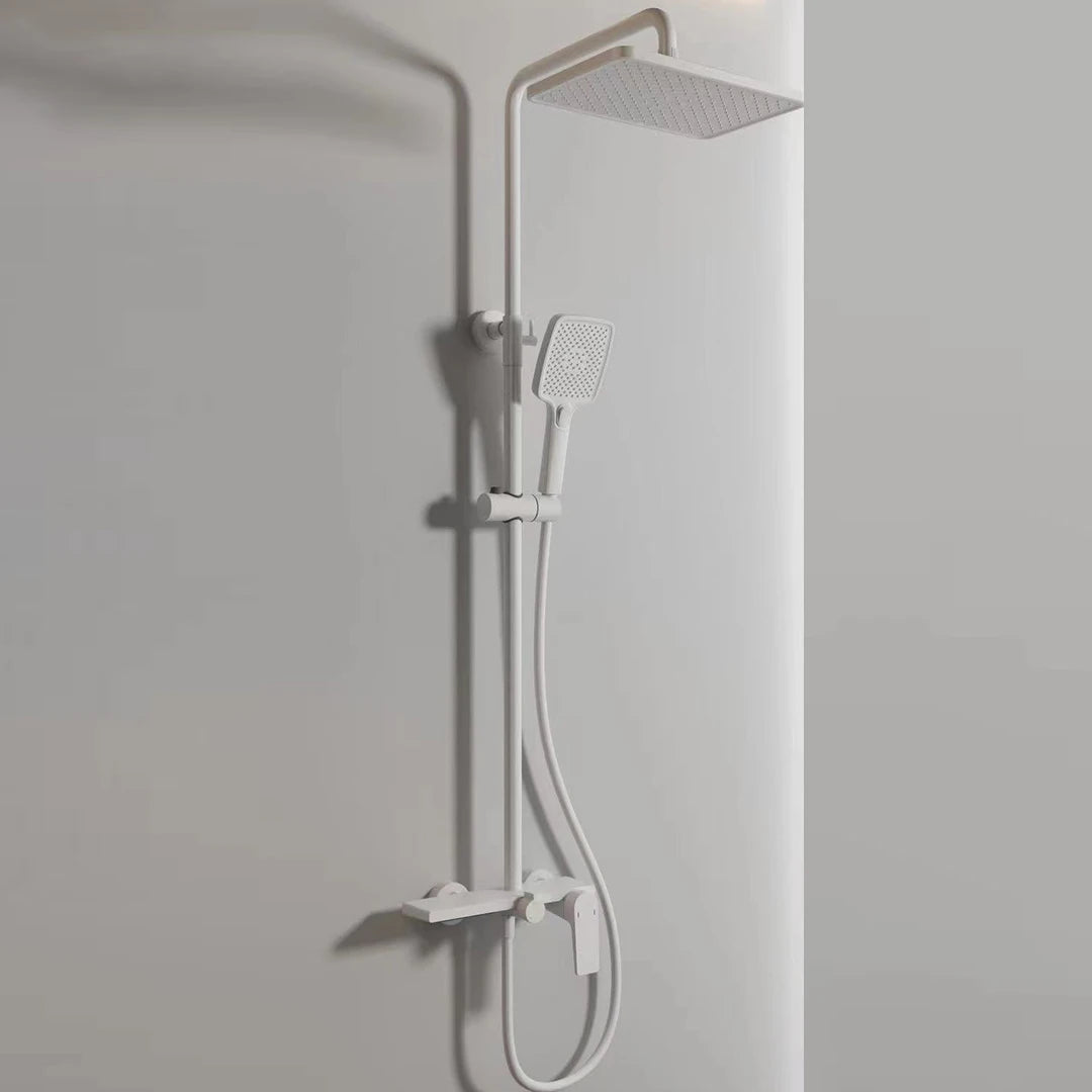 White High-End Quality 3-in-1 Rain Shower Head Thermostatic Set Dual Handle Soft Piano Key Design for Hot Cold Bathroom Products