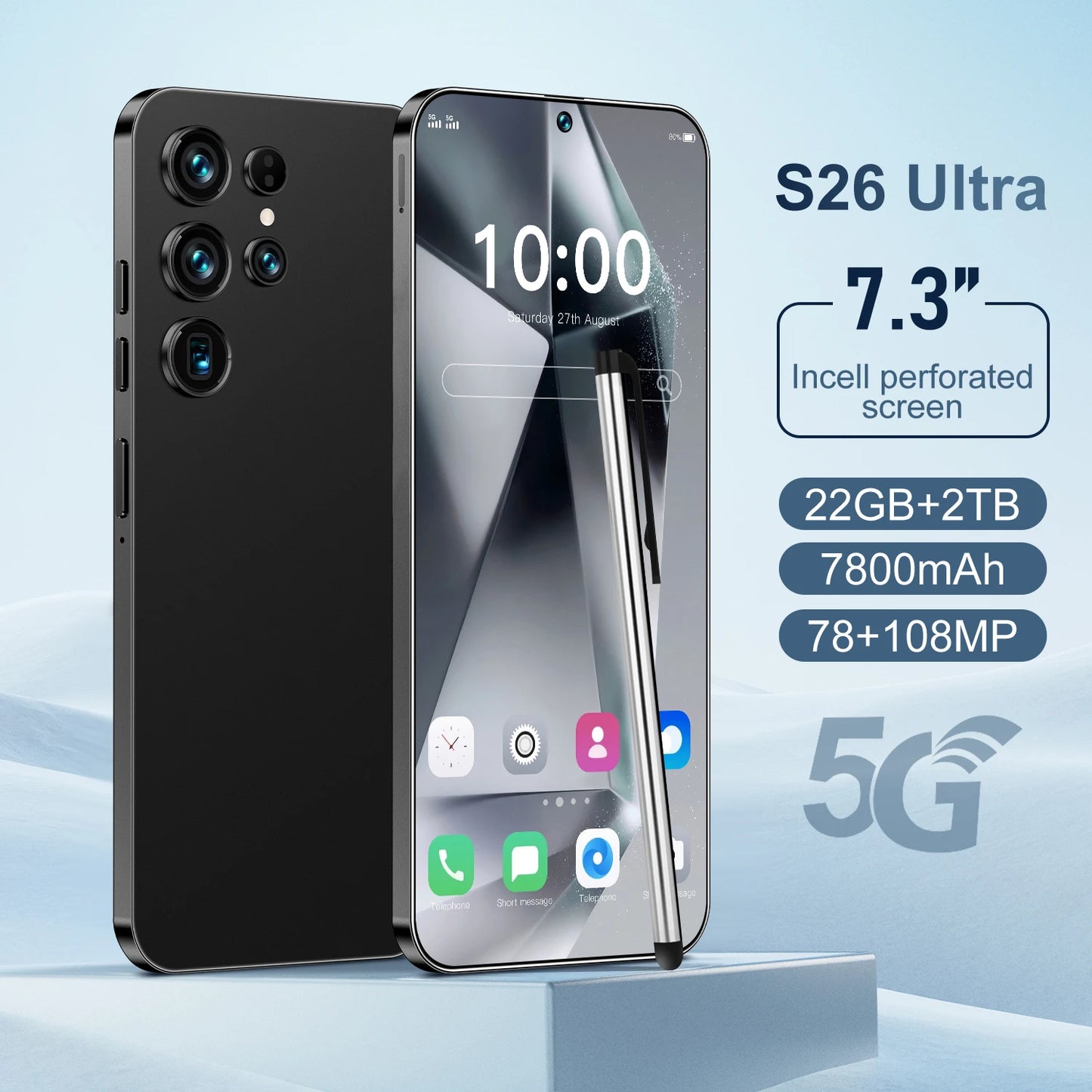 2025 New Original Phones S26 ultra 5g Smartphones 22GB+2TB 5G Dual SIM Cellphone Mobile Phone Face Unlock Android 14 5G Phone