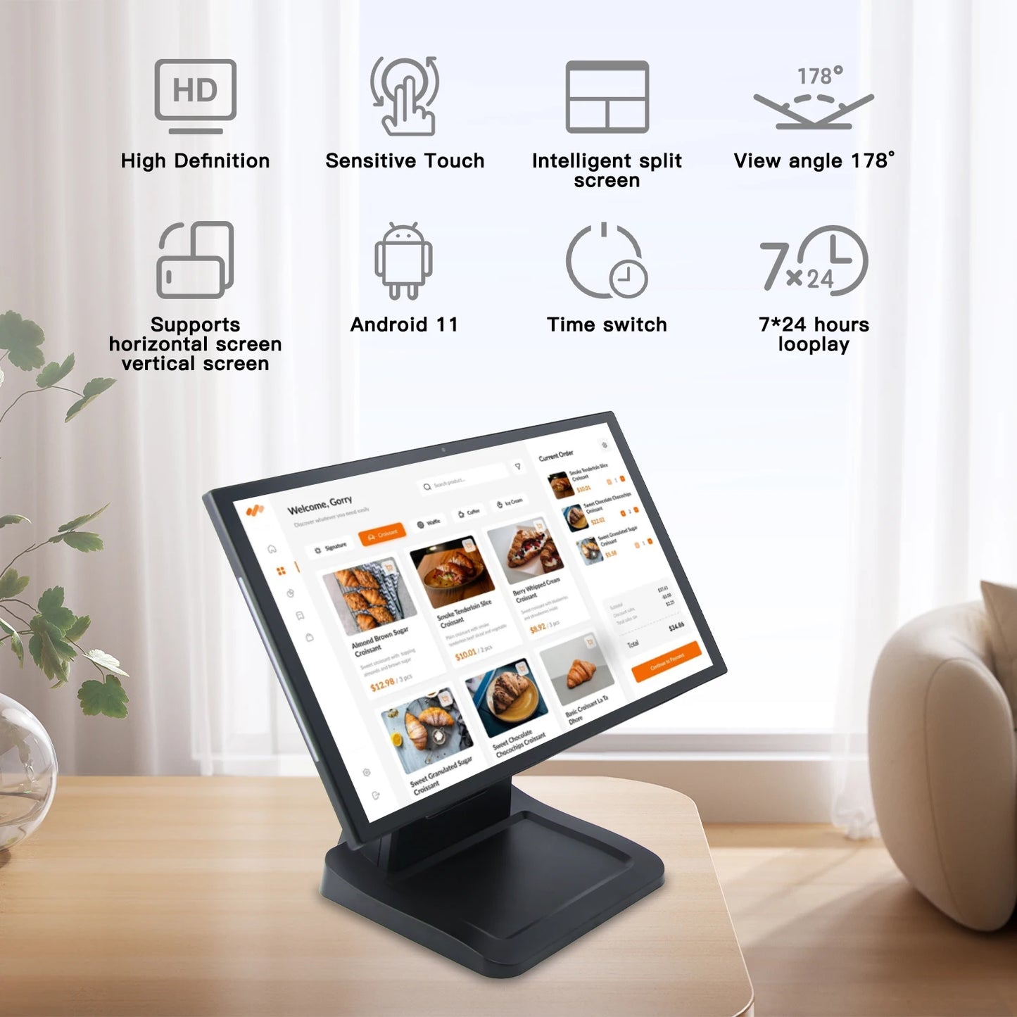 15.6'' Retail Transaction System Poe Nfc 1920*1080 IPS Rfid Advertising Screen Android Tablet Smart POS Terminal