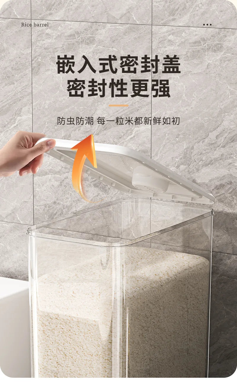 Large Capacity Press-Type Storage Box for Rice Flour Cereals Household Insect-Proof Moisture-Proof Food Grade Sealed Tank