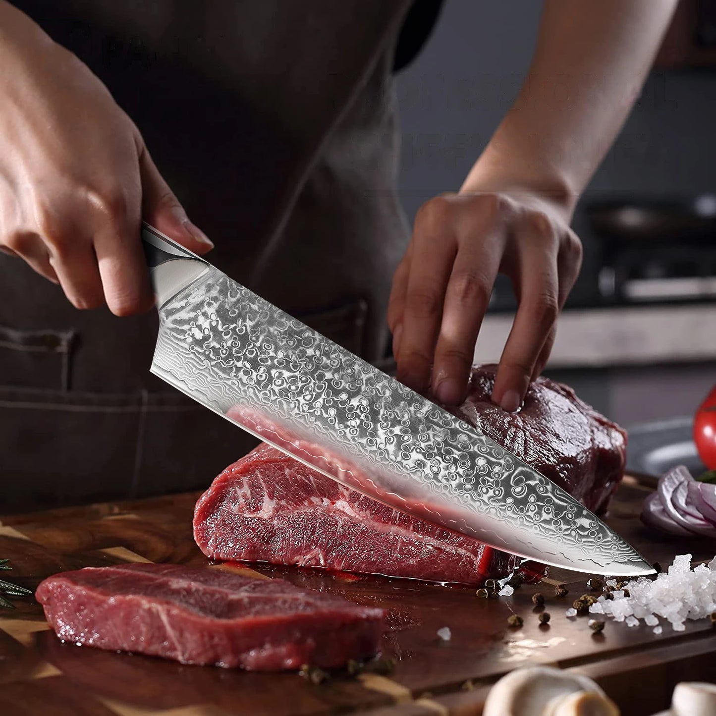 Yangjiang G10 Damascus Kitchen Knife Set Luxurious Wood Handle Vegetables Slicer Slicing Meat Nakiri Fruit Knives