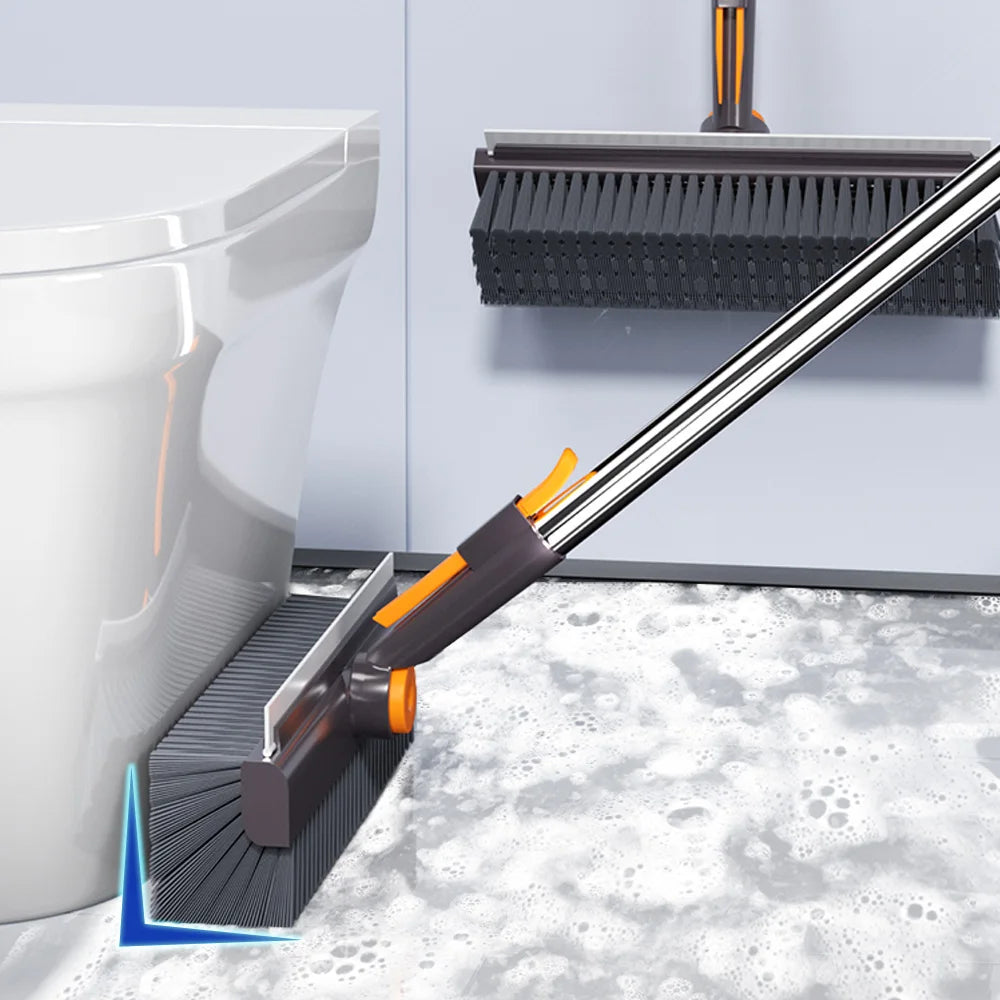 Wholesale 2-in-1 Toilet Floor Cleaning Brush Floor Tile Spin Scrubbing Brush Head Silicone Scraper Gap Brush Magic Scraper Broom