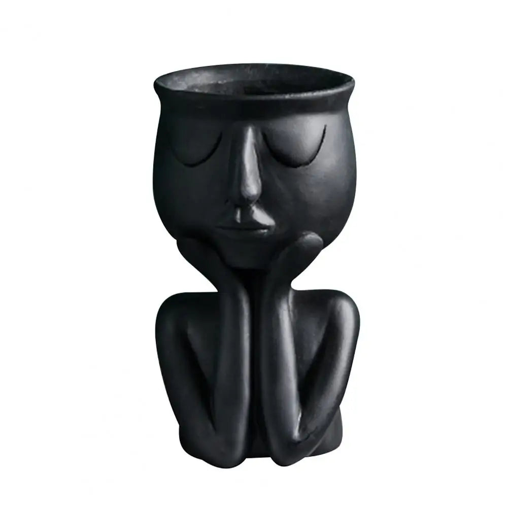 Human Think Face Ceramic Plants Flower Pot Vase Planter Tabletop Home Crafts Display Window Model Room Soft Decoration