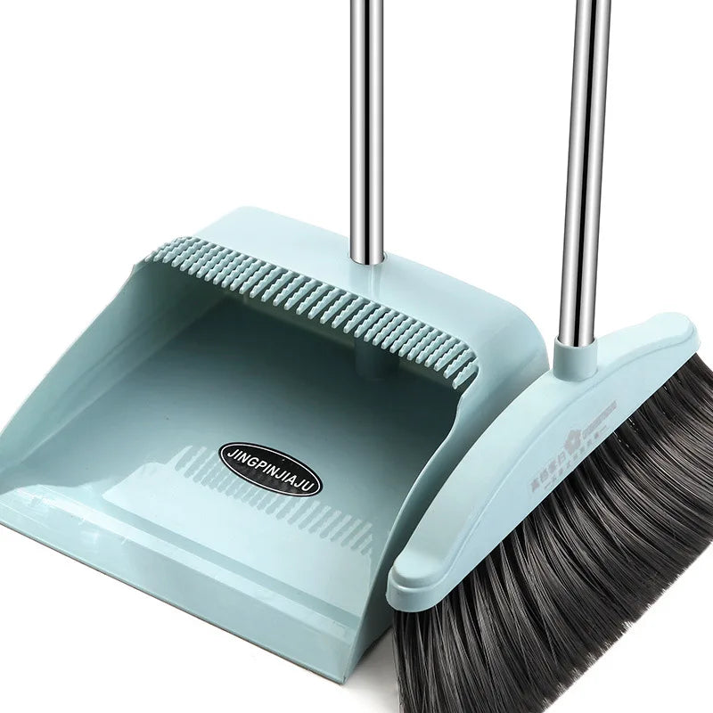 Stand up Broom and Dustpan for Home Use Foldable Long Handle 180 Degree Rotatable Broom Dustpan Combo Set