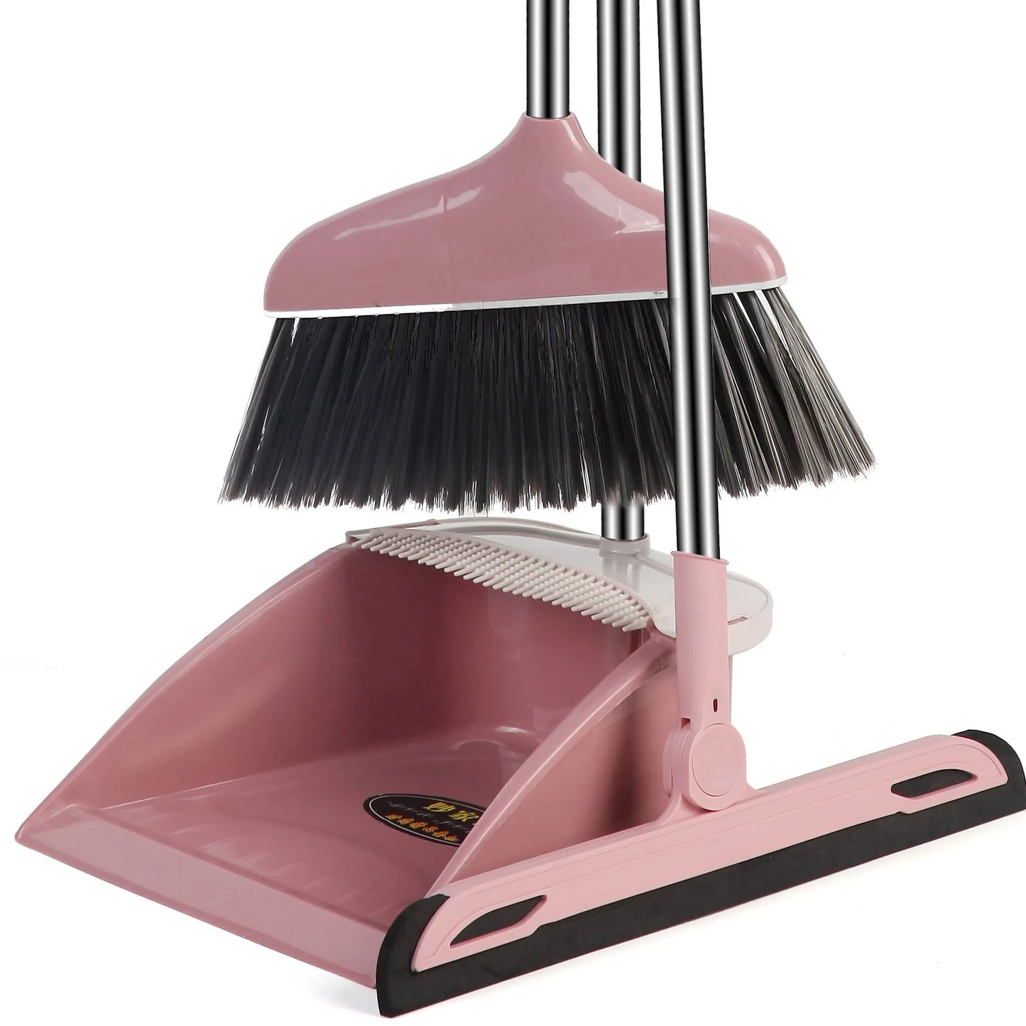 Stand up Broom and Dustpan for Home Use Foldable Long Handle 180 Degree Rotatable Broom Dustpan Combo Set
