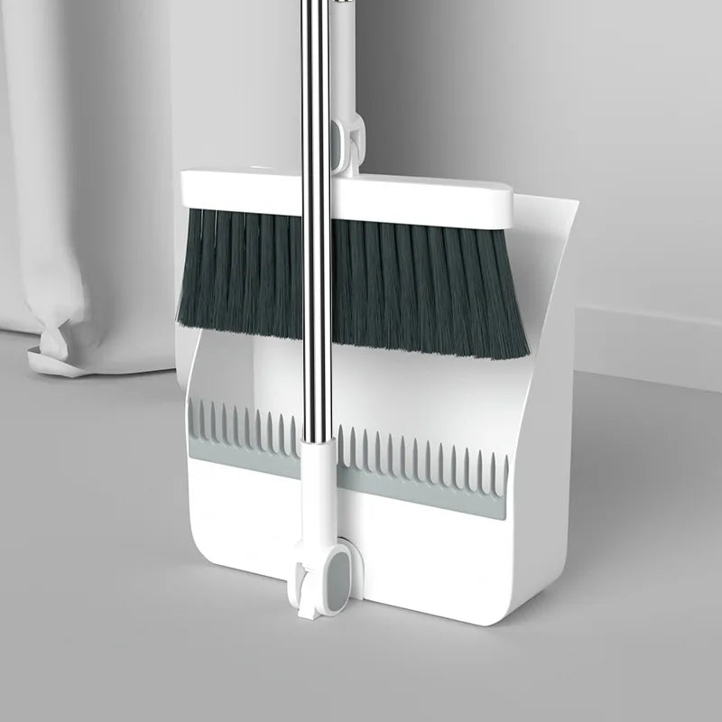 Stand up Broom and Dustpan for Home Use Foldable Long Handle 180 Degree Rotatable Broom Dustpan Combo Set
