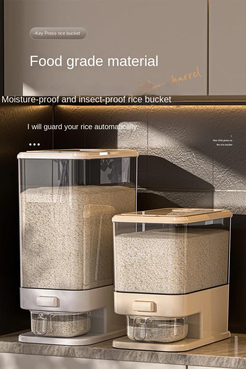 Large Capacity Press-Type Storage Box for Rice Flour Cereals Household Insect-Proof Moisture-Proof Food Grade Sealed Tank