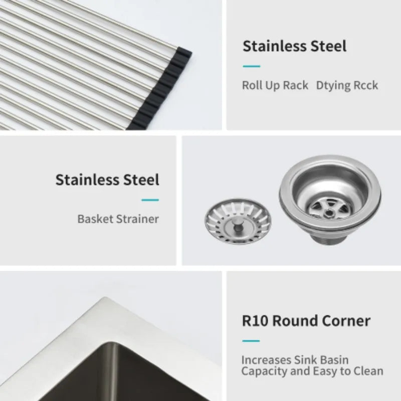 Luxury 33"x21"x10" 304 Stainless Steel Double Bowl Farmhouse Kitchen 10\" Deep Basin Waterfall Supplier Standing Single Bowl