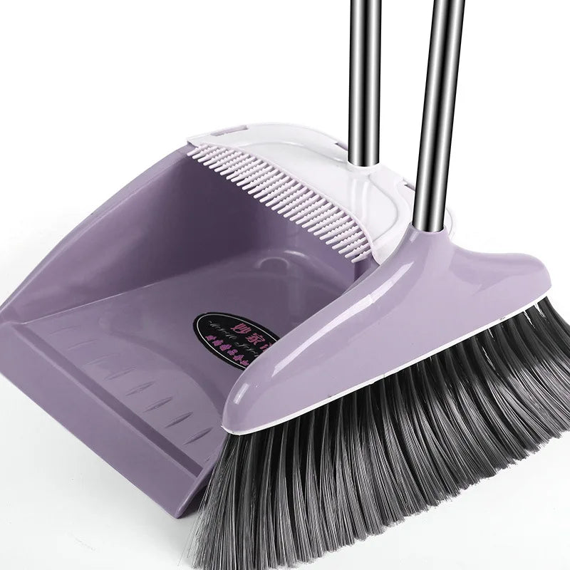 Stand up Broom and Dustpan for Home Use Foldable Long Handle 180 Degree Rotatable Broom Dustpan Combo Set