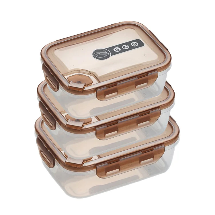 Factory Custom logo Microwaveable Crisper Set Airtight Meal Prep Bento Salad Box Plastic Food Storage Container with Snap Lock