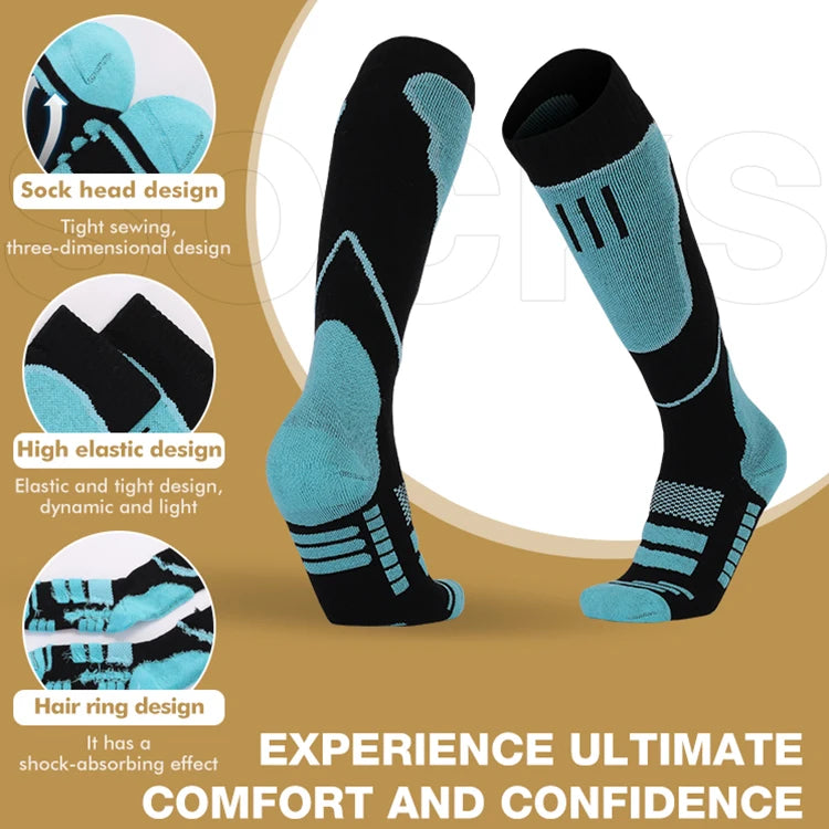 Comfortable Breathable Sport Sock Thick Terry Cushion Skiing Socks Long Warm Performance Snowboard Ski Socks