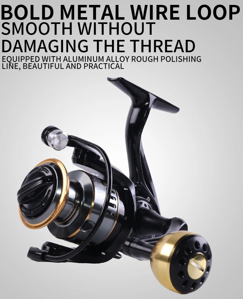 Full Metal Long Casting Spinning Reel HE1000-7000 Series | EVA Grip & Metal Grip | Freshwater & Saltwater Fishing