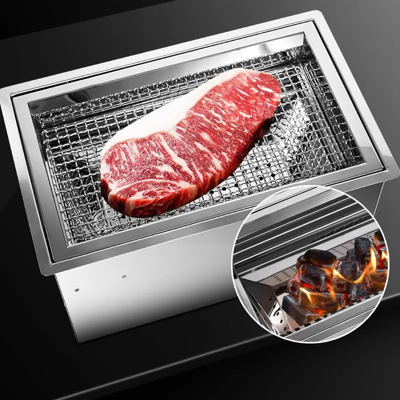 Yakiniku Equipment Charcoal Bbq Grill Restaurant Commercial Metal Stainless Steel Bbq Grill