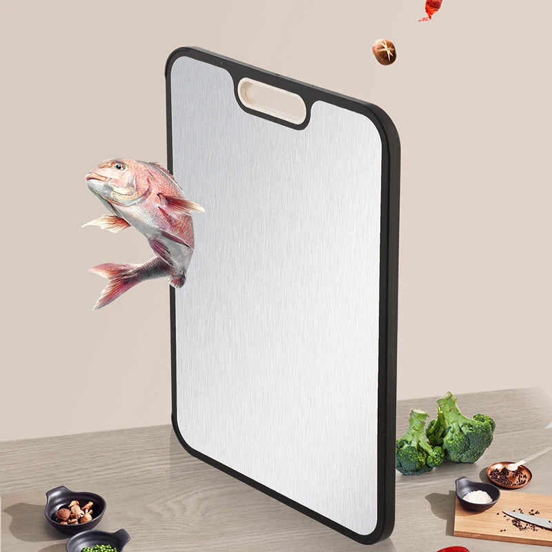 Customizable Double-Sided Pure Titanium Chopping Board 99.8% Titanium + Wheat Straw Eco-Friendly Meat Cutting Board